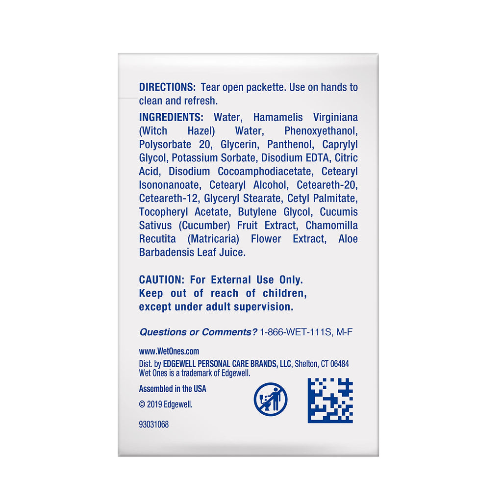 Wet Ones Hand and Face Wipes Singles, Unscented for Sensitive Skin, Hand-Wipes Individually Wrapped | 24 ct, (Pack of 12)