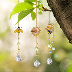 3 Pack Crystal Bee Honeycomb Suncatcher Hanging Window Garden Decor