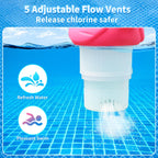 Uekars Solar Pool Chlorine Floater, Flamingo Chlorines Floater with Light, Glow in Dark Chlorines Tablet Floater (Red, 11 in)