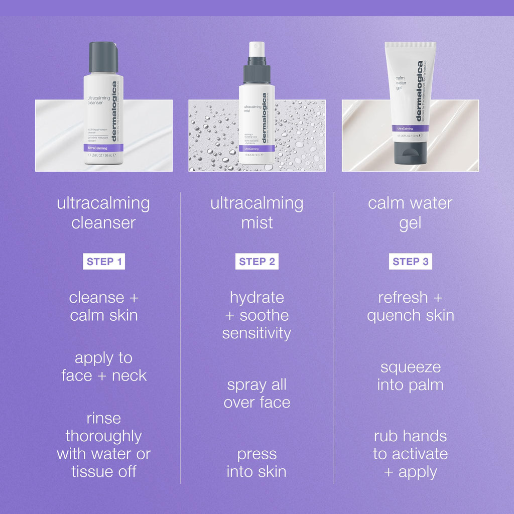 Dermalogica Sensitive Skin Rescue Kit - Set Contains: Face Wash, Toner, and Face Moisturizer - Skin Care To Calm, Soothe and Minimize Irritation