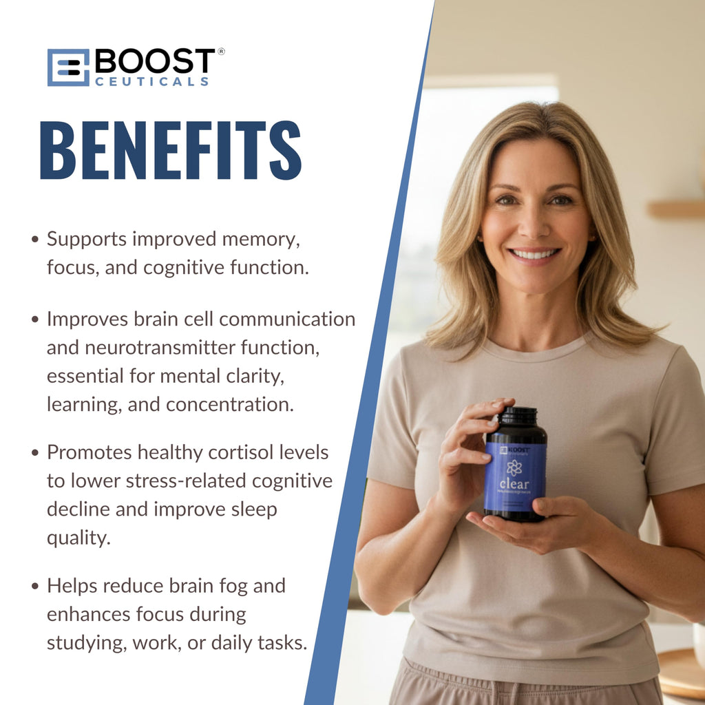 BoostCeuticals Phosphatidylserine 100mg with Ginkgo DMAE Gotu Kola - Memory, Stress & Cortisol Support, Cognitive Focus, Sleep Health, Brain Function Supplement, 90 Capsules