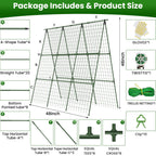 2 Pack Cucumber Trellis 48" L x 48" H, A-Frame Garden Trellis for Climbing Plants Outdoor, Vegetable Trellis for Raised Bed, Support for Squash Pea Zucchini Grape Flowers Tomato