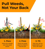 Craft911 Stand Up Weed Puller Tool with Long Handle - Dandelion Weeding Tool, No More Bending