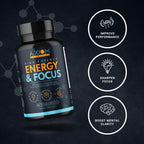 Axiom Nutrition Energy and Focus - Extra Strength 200mg Caffeine and Lions Mane Mushroom Supplement, 60 Capsules - with Alpha GPC, L-Theanine, L-Tyrosine to Support Brain Function and Concentration