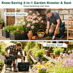 KELHOMECL Garden Kneeler and Seat - Extra Wide Thick EVA Pad, Heavy Duty Foldable Garden Bench Holds 350lbs, 2-in-1 Gardening Stool with Detachable Tool Bags, Gardening Gifts for Women, Men & Seniors