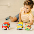 Melissa & Doug K's Kids Pull-Back Vehicle Set - Soft Baby Toy Set with 4 Cars and Trucks, Soft Vehicles Toys for Babies and Toddlers