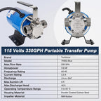 TecHome Water Pump Water Transfer Pump, 115V 1/10HP 330GPH Water Hose Pump, with Suction Hose Kit.