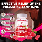Magnesium Glycinate Gummies 1000mg - Sugar Free Magnesium Potassium Supplement with Vitamin D, B6, CoQ10 for Calm Mood & Sleep Support - 180 Raspberry Gummies.
