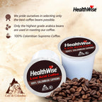 Healthwise Low Acid 100% Colombian Coffee K-Cups – Medium Roast, Healthier Coffee for Sensitive Stomach (Unflavored) – 36 Count (Pack of 3)