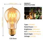 runquiz Round Edison Light Bulbs,G25 2200k LED Globe Light Bulbs,Warm Yellow Amber Light Bulbs,Pastel Low Watt Spiral Filament Edison Bulb 4W=40Watt,Vintage Old Fashioned Retro Filament Light Bulb