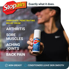 Stopain Pain Relief Roll On Gel 3oz (3 Pack) USA Made, Max Strength Fast Acting with MSM, Glucosamine, Menthol for Lower Back, Knee, Neck, HSA FSA Approved Topical Analgesic Products