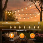 GPATIO Outdoor String Lights, 50FT ST38 Bulbs Shatterproof Patio Lights, Waterproof Dimmable Outside Hanging Light, Connectable LED Outdoor Lights for Backyard, Porch, Party, Garden, Home Decor