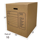 Uboxes Moving Boxes with Handles, 10 Premium Large, 18 x 18 x 24, Brown, BOXINDSLAR10
