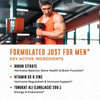 Boron Supplement For Men With Tongkat Ali - Vitamin D3, Zinc Picolinate 30mg, Longjack Tongkat Ali For Men - Boron Citrate 10mg For Men’s Health - Non GMO, Gluten Free, No Allergens - 60 Count