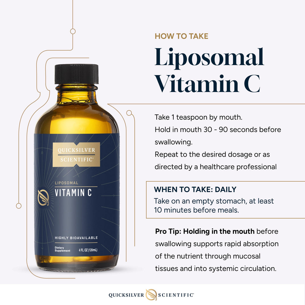 Quicksilver Scientific Liposomal Vitamin C - 1000mg Buffered Liquid Vitamin C Supplement - Immune + Antioxidant Support - Liposomes for Superior Absorption - Vegan + Non-GMO (4oz / 120ml)