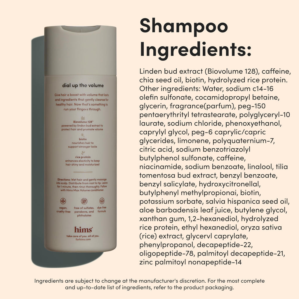 Hims Max Volume Shampoo & Conditioner Pack - Volumising Shampoo and Conditioner for Men - Citrus Spice - Men's Natural Shampoo & Conditioner - 2 x 6.4 fl oz Bottles