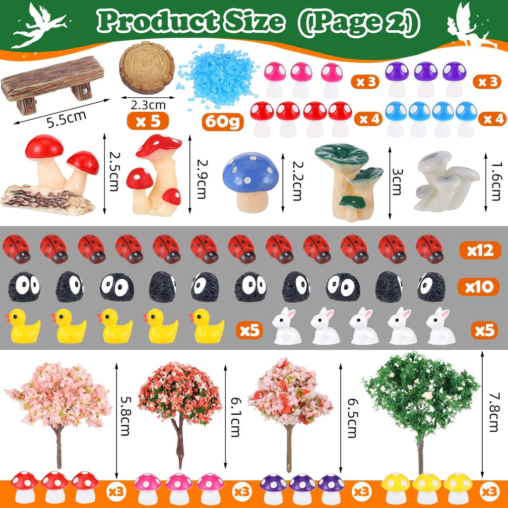 HIYZI 100 Pcs Fairy Garden Accessories Miniatures Figures Kit