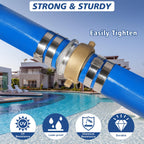 2" x 100 ft Backwash Hose for Swimming Pools, Heavy Duty PVC Lay Flat Water Discharge Hose,Durable Pool Drain Hose with Aluminum Pin Lug Fittings for Pump And Filters