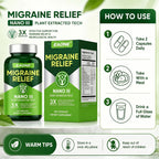 Headache Comfort Supplement, Natural Cranial Relaxation Formula with Magnesium Glycinate, CoQ10, Riboflavin Vitamin B2, B6 & B12, Supports Daily Neurological Balance and Mental Clarity, 120 Capsules