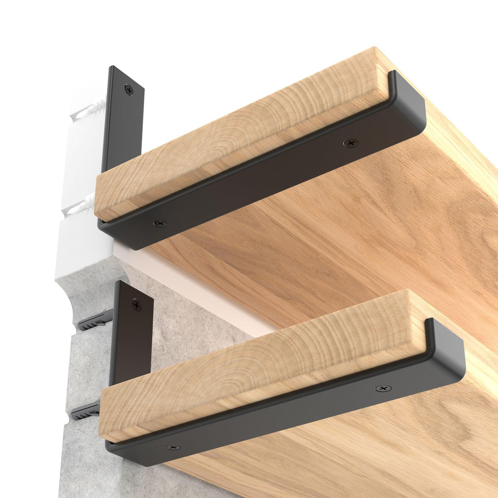 LEOPO 8 inch Shelf Brackets 6-Pack, 1/5" Thick Floating Shelf Bracket