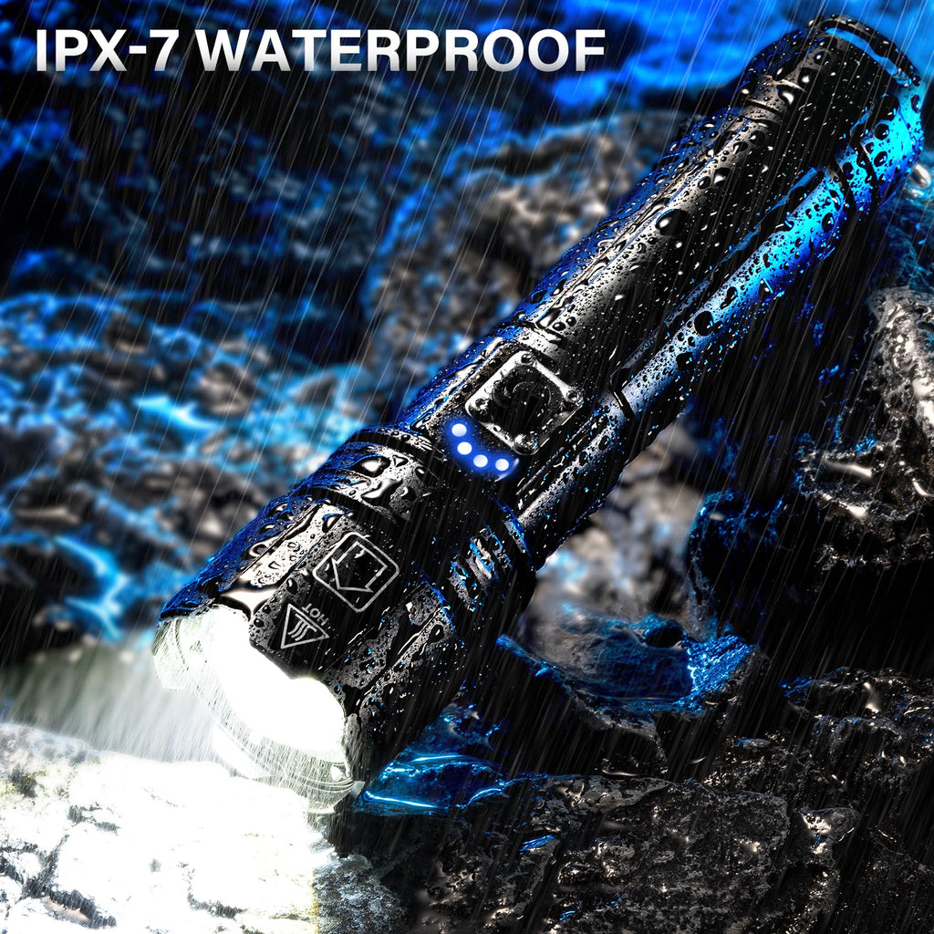 AKNEAR Rechargeable LED Flashlight High Lumens, Super Bright Flashlights with Zoomable & USB C Rechargeable & 5 Light Mode & IPX7 Waterproof, Powerful Flash Light for Home, Hiking, Camping