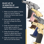Dual Flame Butane Torch Gun - Refillable Luxury Hand Held Mini Blow Torch for Cooking, Creme Brulee, Soldering, Welding, & Resin Art - Adjustable Flame with Ignition Lock - Gold Brown by inZaynity®