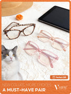 VMJFBJ Blue Light Glasses for Woman, Fashion Cat Eye Anti Blue Light Blocking Glasses Women, TR90 Lightweight Computer Glasses for Gaming & Screen Use, Reduce Eye Strain & Improve Sleep,Tortoise