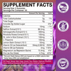 2 Pack Saffron Supplements Gummies for Kids & Adult, 88.5mg Saffron Extract with Vitamin D3, B6, Magnesium, Ashwagandha, L-Theanine for Clam, Energy, Focus, Sugar-Free, Strawberry Flavor, 120 Count
