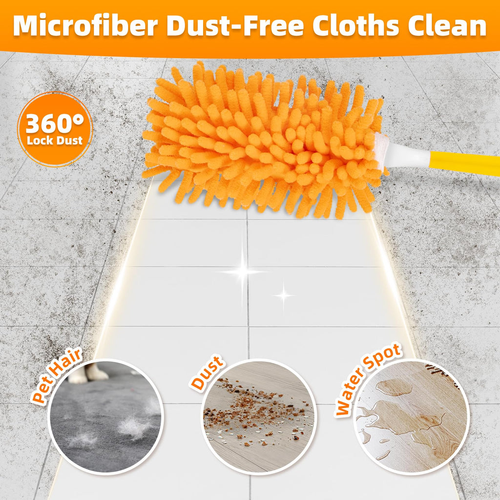 Nicemiya 8 Pack Reusable Duster Refills Compatible with Swiffer Hand Duster, Washable Microfiber 360 Heavy Duty Dusters Refills for Dusting Cleaning(Include 1 Handle & Laundry Bag)