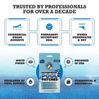 Burro Adhesives 10-Pack Waterproof White Pool Patches - Professional Grade PVC Repair Kit with 2.75" x 4" Heavy Duty Patches for Commercial & Residential Vinyl Liner Pools, Works Underwater & Dry