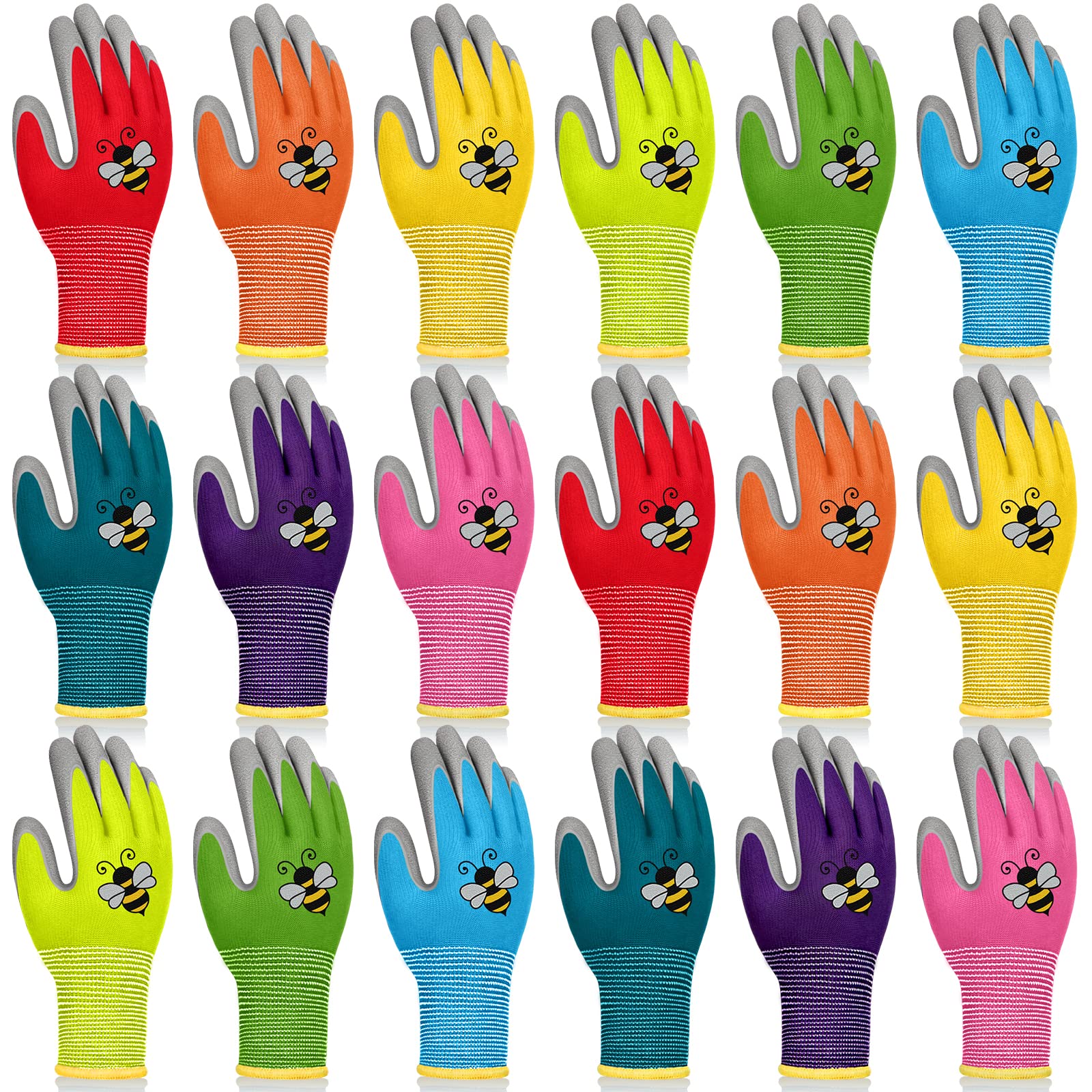 Yumoin 18 Pairs Kids Gardening Gloves Foam Rubber (Medium (Age 6-8))
