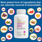 Xtendlife Total Balance Women's Premium Extra Strength Daily Multivitamin & Mineral - 90+ Nutrients for Complete Immune, Heart, Digestive, and Cellular Health - 30 Day Supply