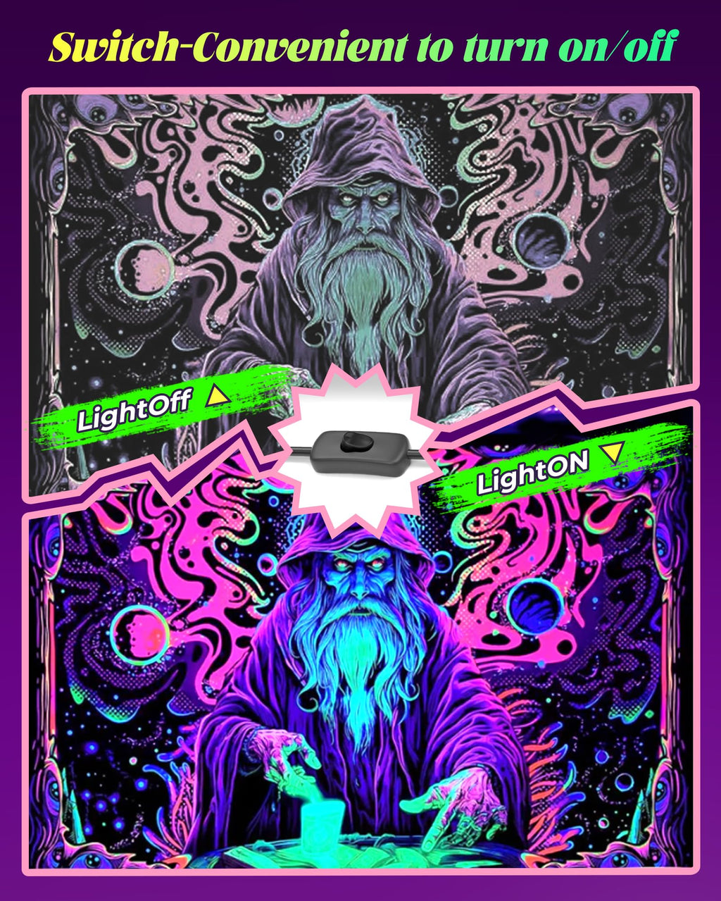 2 Pack 50W LED Black Light, Waterproof Blacklight for Glow Party, Halloween