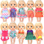 ECORELF 10 Set Alive Baby Doll Clothes, Doll Clothes for 10-12 Inch Girl Dolls Outfits Accessories Include Cute Jumpsuit, Skirts