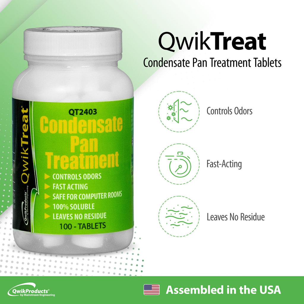 QwikTreat Condensate Pan AC Drain Line Tablets, AC Drain Line Cleaner, Remove HVAC Pipe Clogs and Control Odors for Effective Maintenance, 100 Tabs