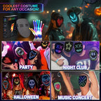LED Light Up Mask with Gloves Set, Halloween Costume Cool Stuff for Adults
