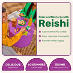 Fungies Reishi Mushroom Gummies, Delicious Apple Flavor - Mushroom Herbal Supplement Gummy for Adults Supports Immune Health, Relaxation & Healthy Aging - Calming Gummies for Sleep - 60 Servings