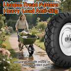 RONPOW 4.80/4.00-8 Flat Free Wheelbarrow Tire and Wheel, 16" Solid Puncture Proof Replacement Tires with 5/8" & 3/4" Bearings, 400Lbs Load, Universal Fit for Garden, Farm & Construction, 1Pack Black
