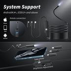 Endoscope Camera with Light, 1920P HD Bore Scope Borescope with 8 Lights, Waterproof 16.4FT Semi-Rigid Cord for Pipe Inspection, Industrial Endoscope for Phones(Black)