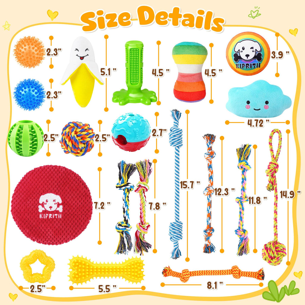 KIPRITII 25 Pack Various Dog/Puppy Toys Set for Small & Medium Dogs