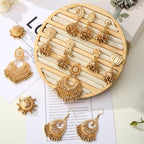 Nosiny 16 Pairs Jhumka Indian Earrings for Women Bell Dangle,Gold