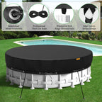 HIGHTQURO 12Ft Round Pool Cover,Heavy Duty Waterproof Round Pool Covers for Above Ground Pools with Ground Nails and Windproof Ropes,Increase Stability&Tear-Resistant, Waterproof and Dustproof, Black