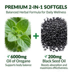 Cleantra Organic Oil of Oregano with Black Seed Oil 6000mg, 2-in-1 Oregano Oil Capsules,(1)