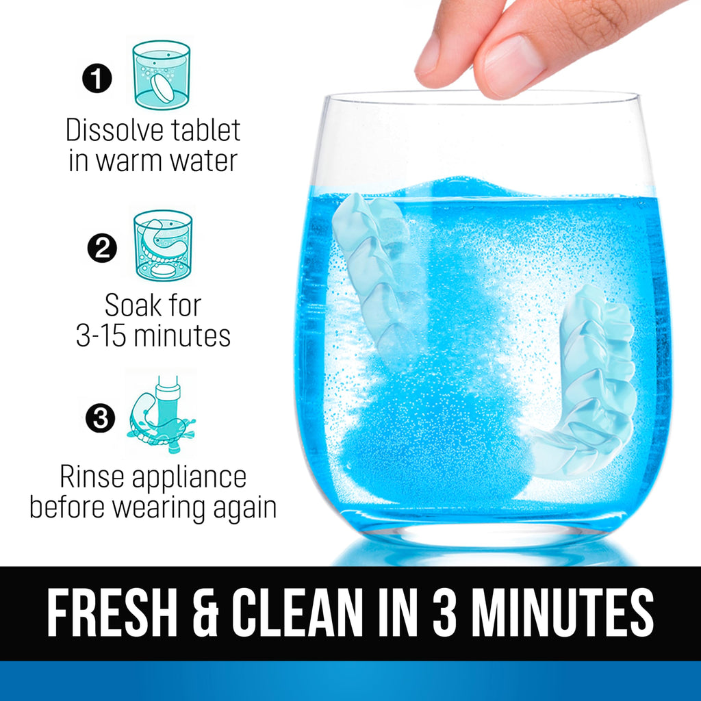 ZENGATE Retainer Cleaner Tablets for Dentures, Retainers, Aligners & Night Guards – 120 Denture Cleaning Tablets, 3-Minute Deep Clean, Removes Odor, Plaque & Stains – FSA HSA Eligible