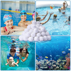QwayHome 3.1 lbs Pool Filter Balls, Reusable Filter Fiber Balls for Above Ground Pool Sand Pump, Eco-Friendly, Efficient, Clean Water, Equals 110 lbs Filter Sand, White
