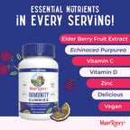 MaryRuth Organics Sugar Free Immunity Gummies | Powerful Blend | Elderberry Vitamin C & Zinc | Vitamin D3 & Echinacea | Immune Support Supplement | Gummies for Kids & Adults | Vegan | Non GMO | 90ct