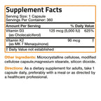 Bronson Vitamin K2 D3 (MK7) Supplement 2-in1 D3 & K2 Complex, 360 Capsules