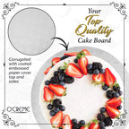 O'CREME White Wraparound Cake Pastry Round Drum Board 1/4 Inch Thick, 14 Inch Diameter - Pack of 10