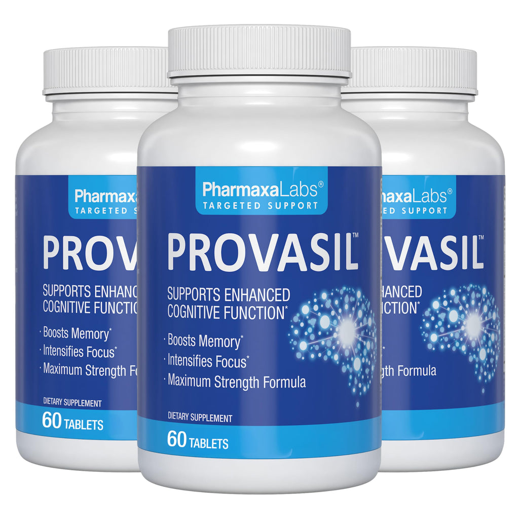 Provasil Brain Supplement for Memory, Focus, Mood & Concentration | Ginko Leaf Flavonoids, Bacopa Monnieri & Biotin | Improve Mental Performance, Attention & Cognitive Health (Pack of 3)