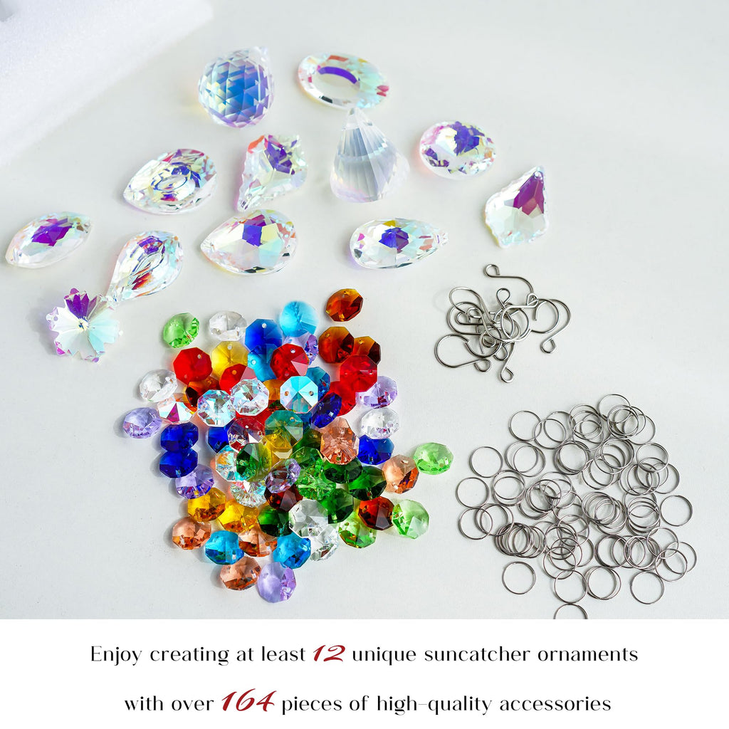 164 Pcs Sun Catchers Kit for Adults, Crystals Chandelier Prism Replacement